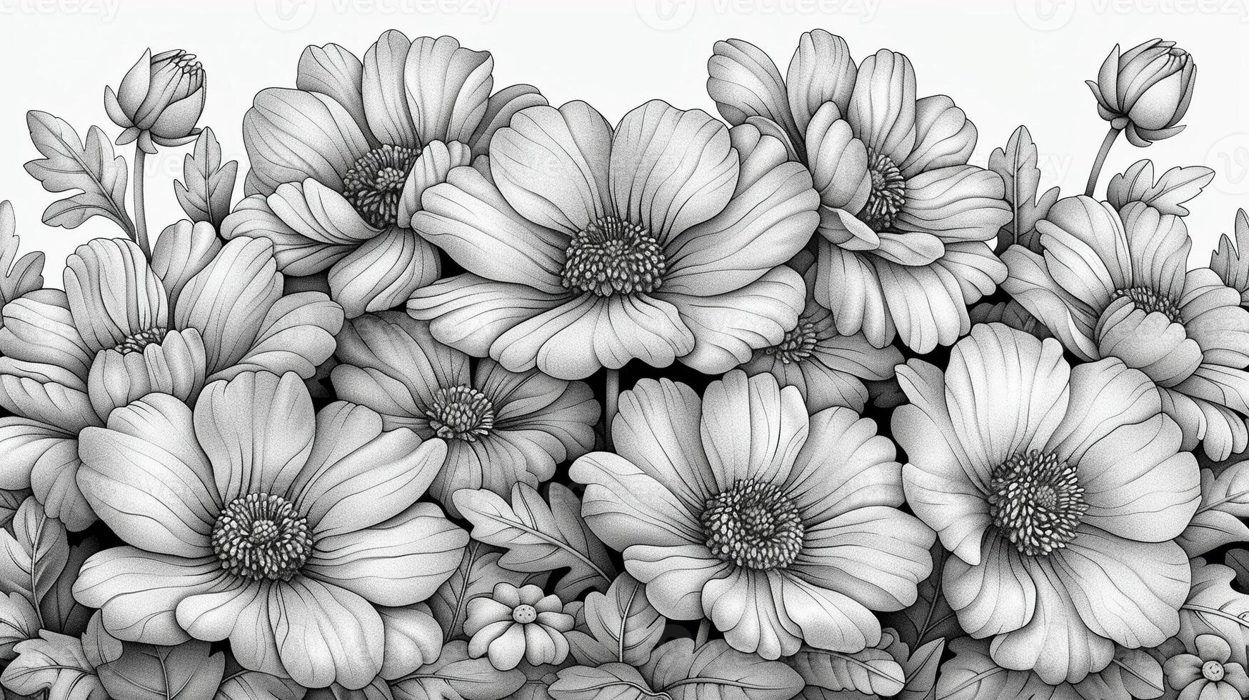 A detailed outline drawing of flowers illustration photo