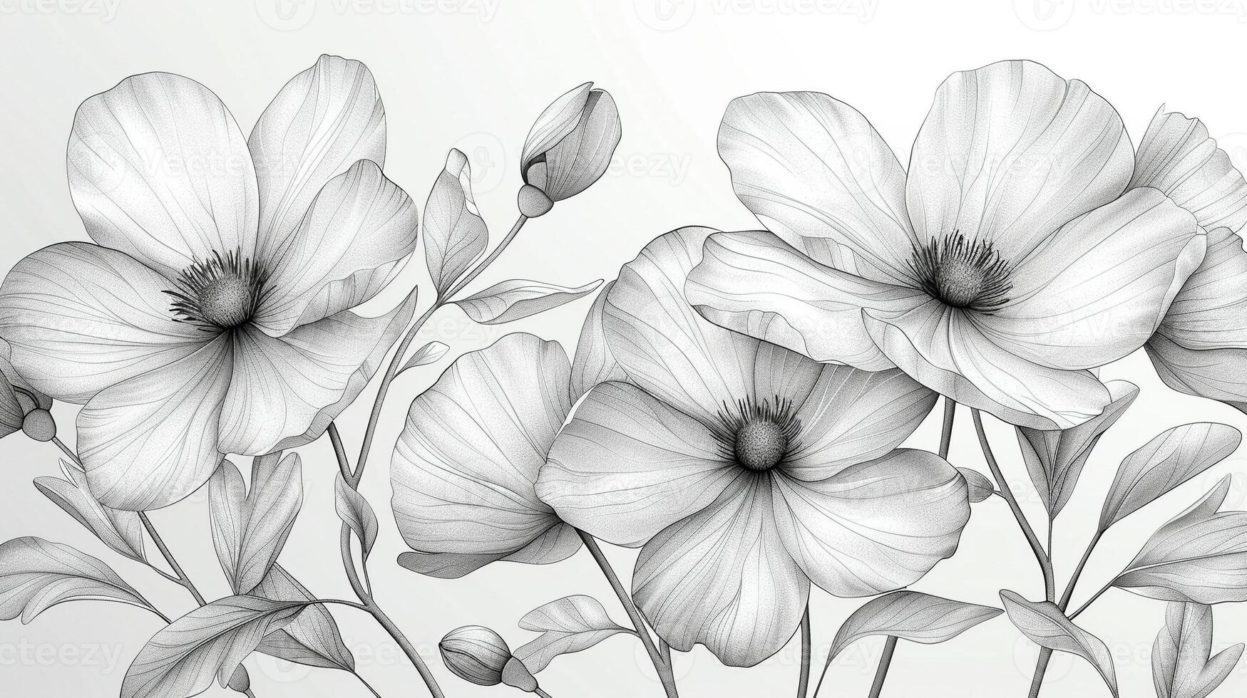 A detailed outline drawing of flowers illustration photo