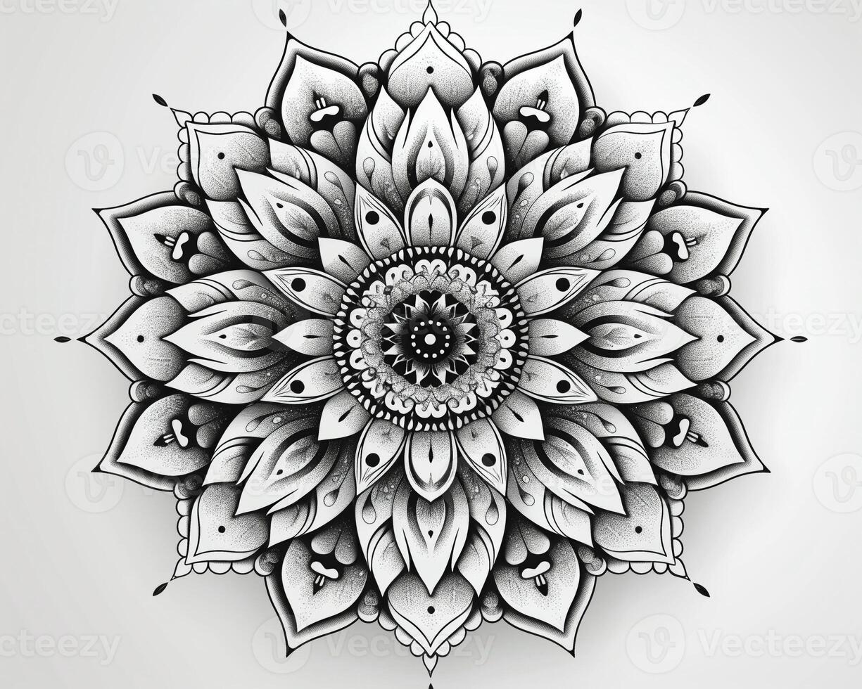 A detailed outline of a mandala design. photo