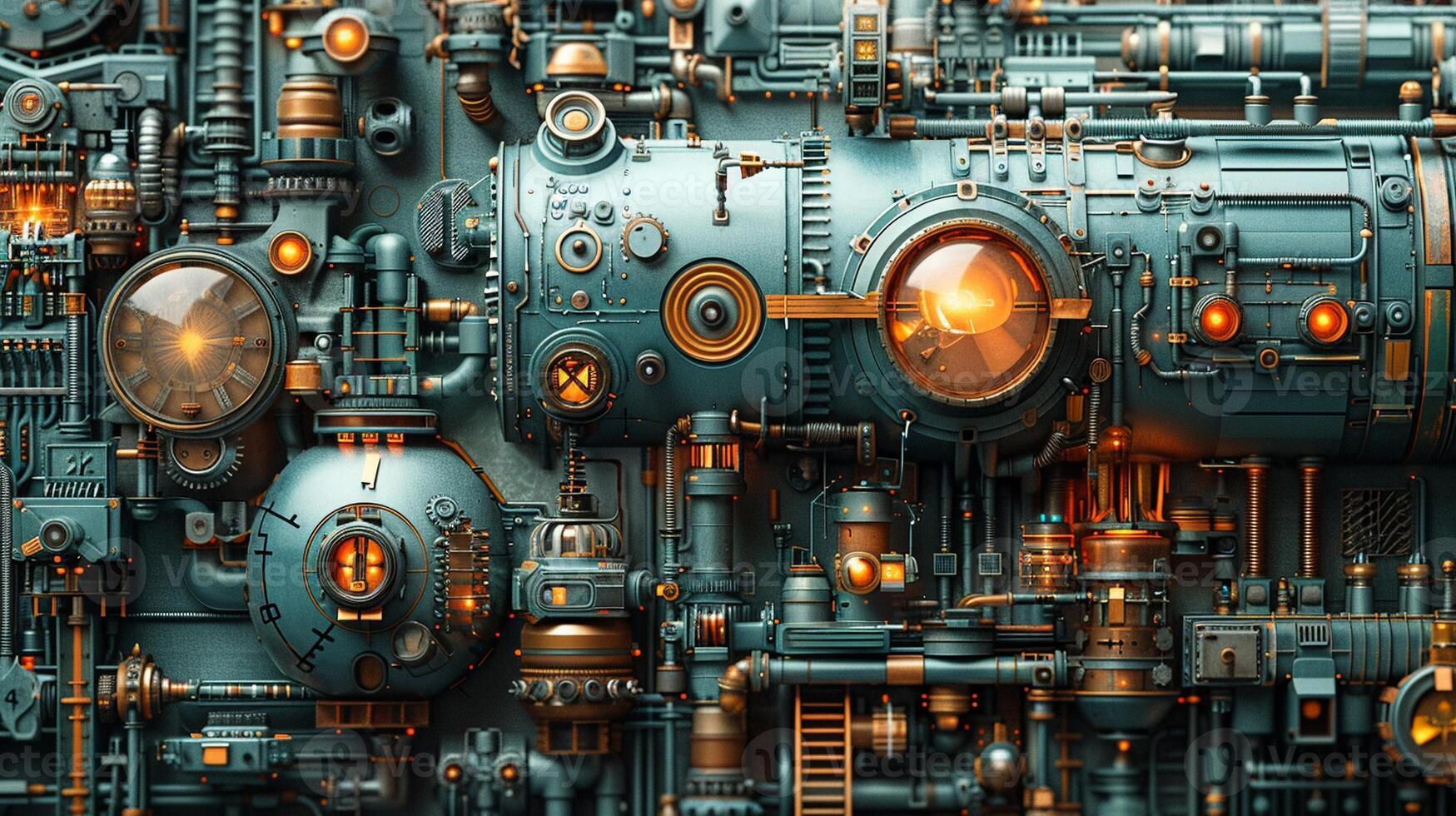 A detailed outline of a complex mechanical device. photo