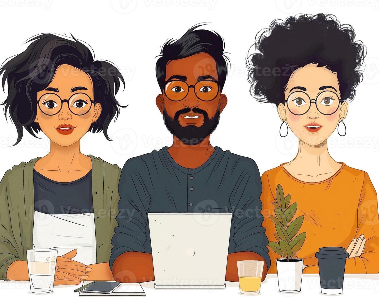 A diverse group of colleagues working on a group project. photo