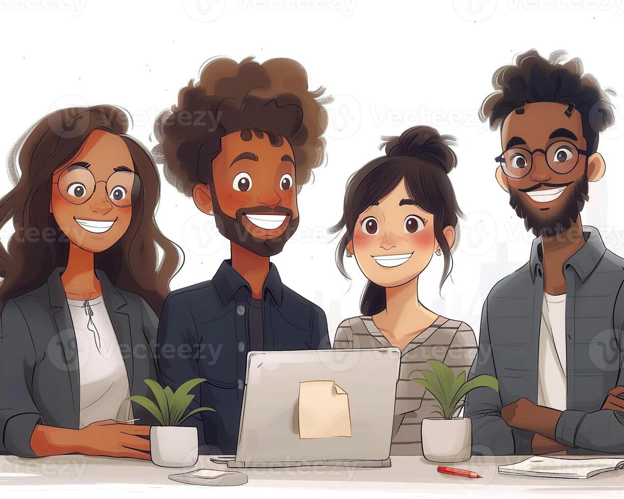 A diverse group of colleagues working on a group project. photo