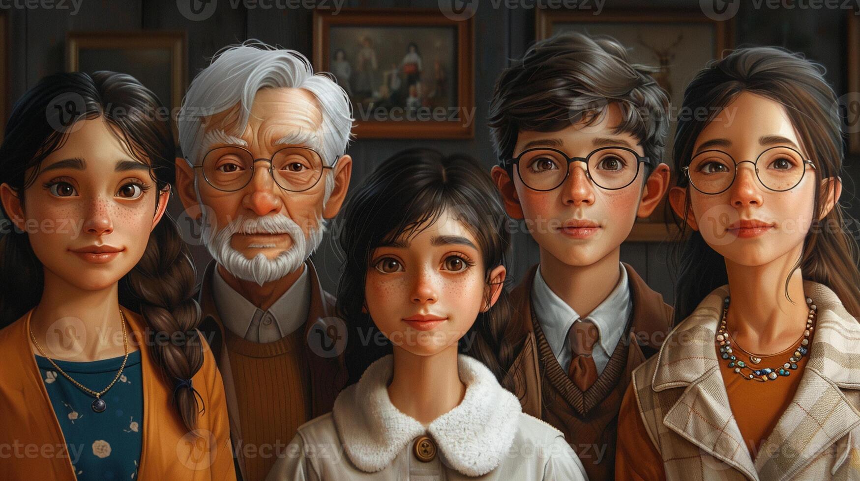 A family portrait with multiple generations diverse and inclusive photo