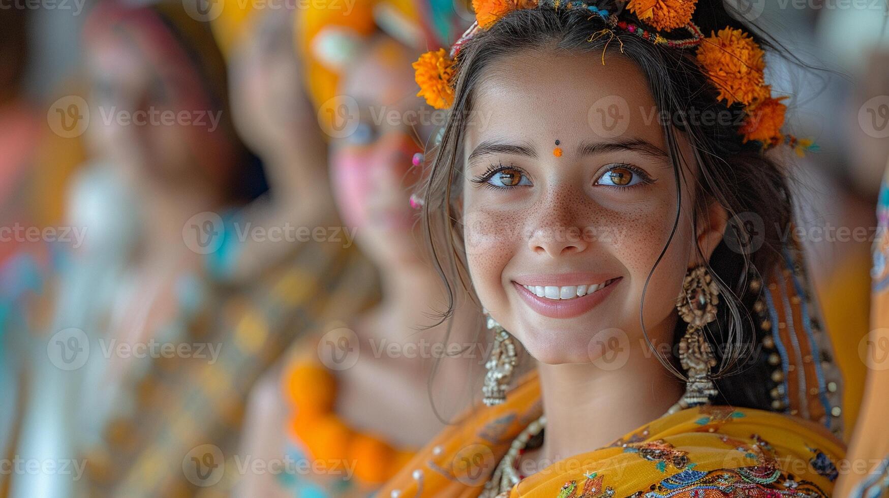 A family visiting a cultural festival vibrant and engaging photo