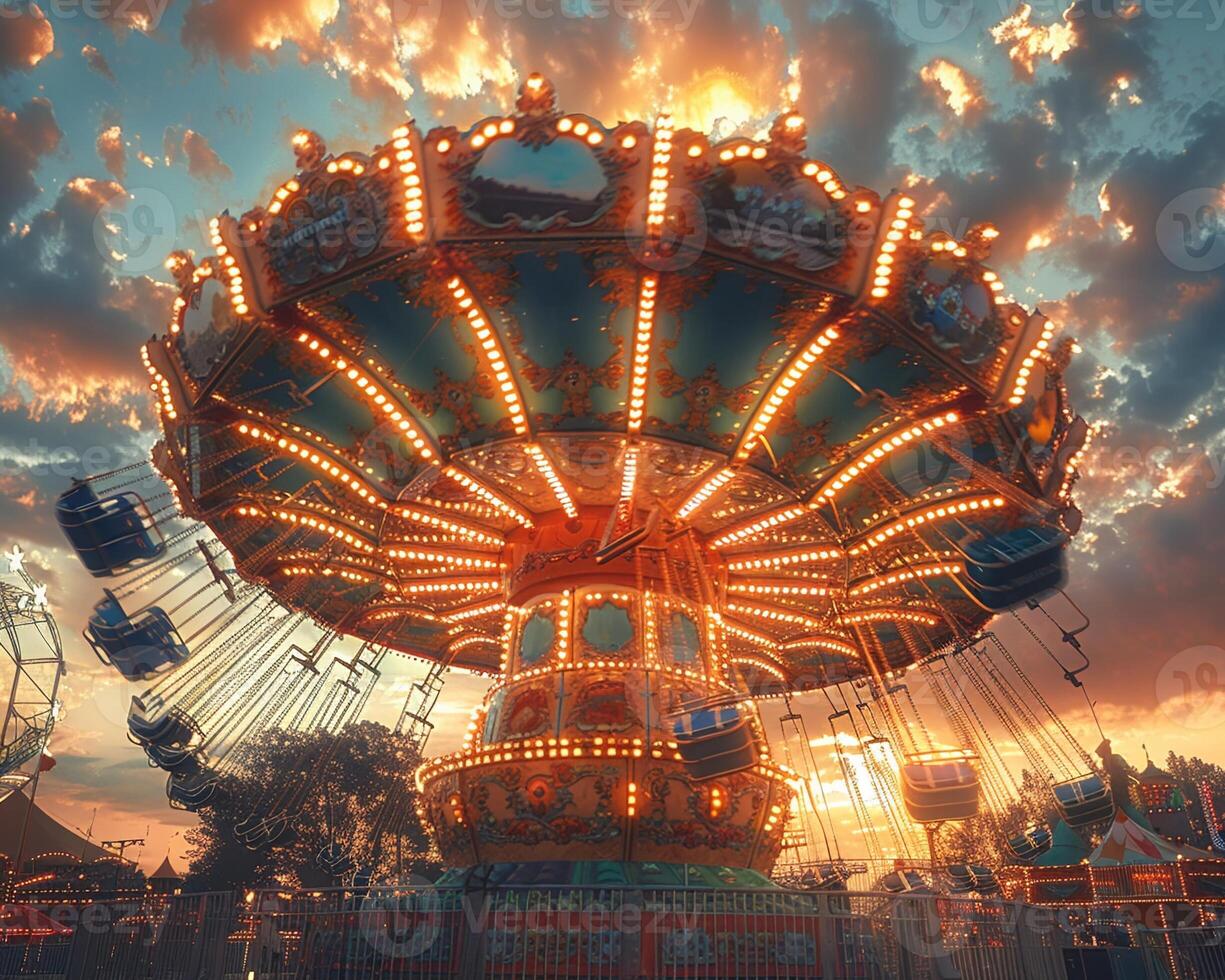 A family visiting an amusement park. photo