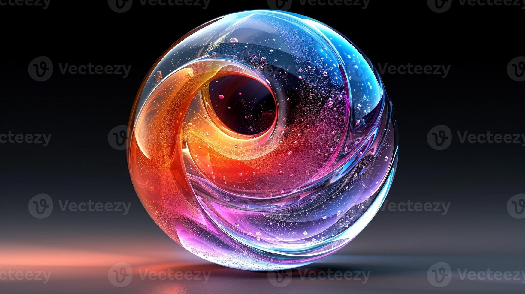 A glass logo with a vibrant color gradient effect. photo