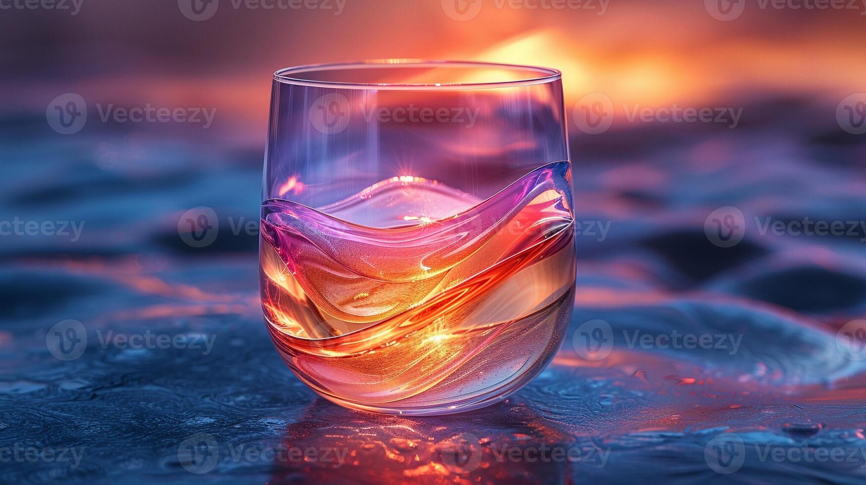 A glass logo with a vibrant color gradient effect. photo