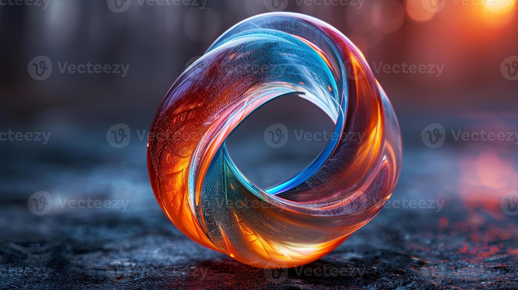 A glass logo with a vibrant color gradient effect. photo