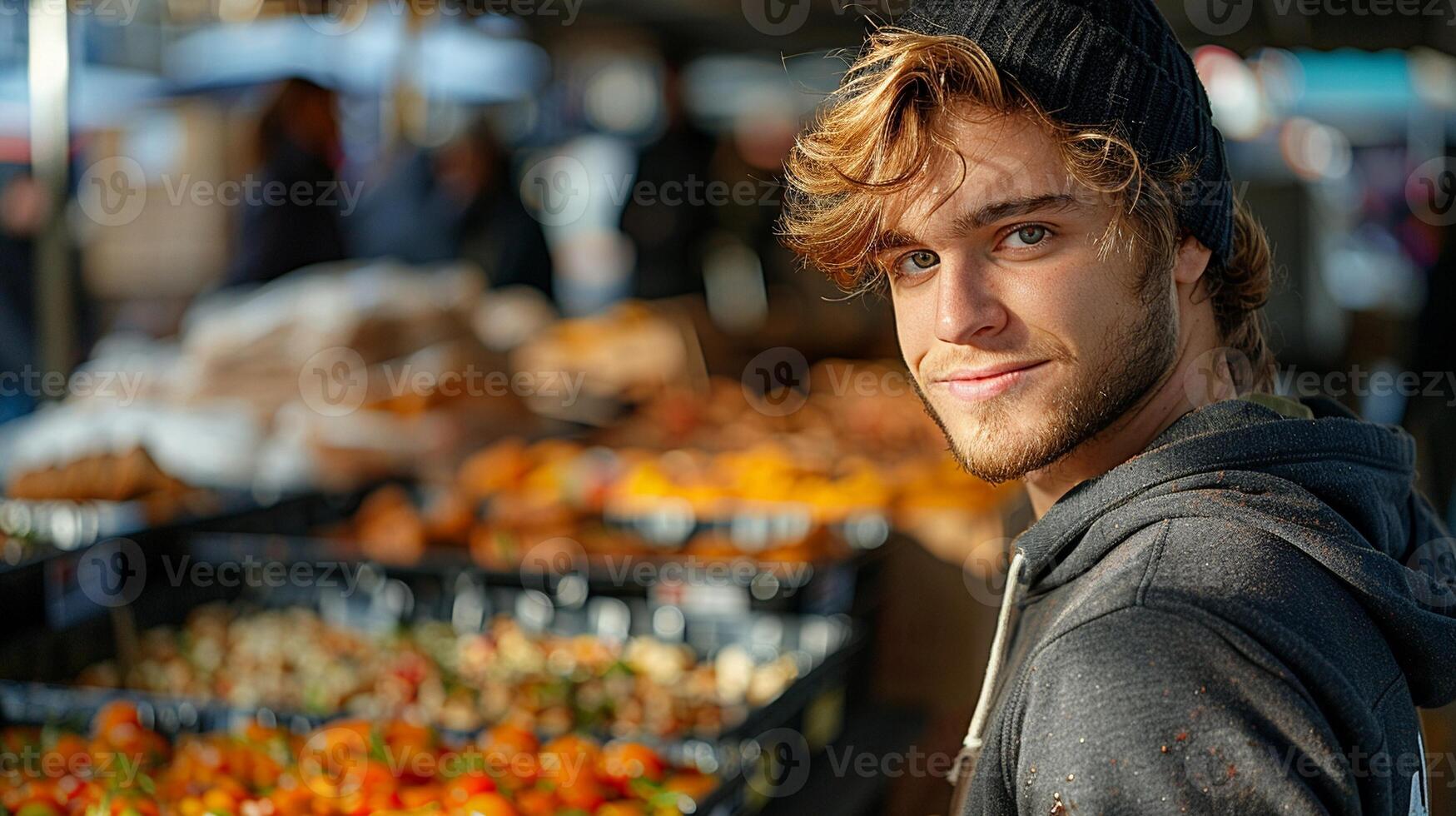 A person assisting with meal distribution to those in need. photo