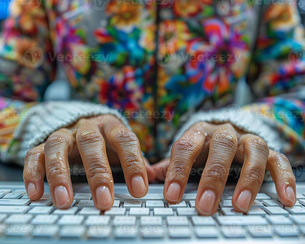 A person using assistive technology at work inclusive environment photo