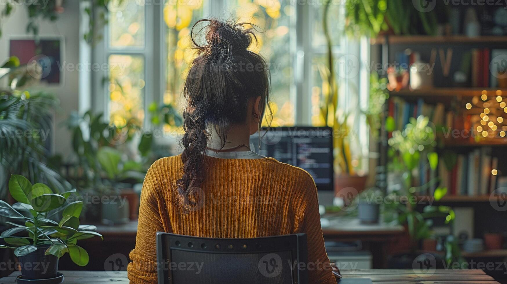 A person with a visual impairment working with assistive technology. photo