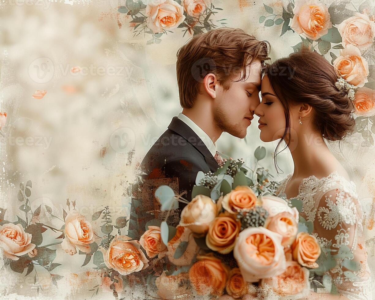 A wedding anniversary collage with romantic photos and elegant templates.