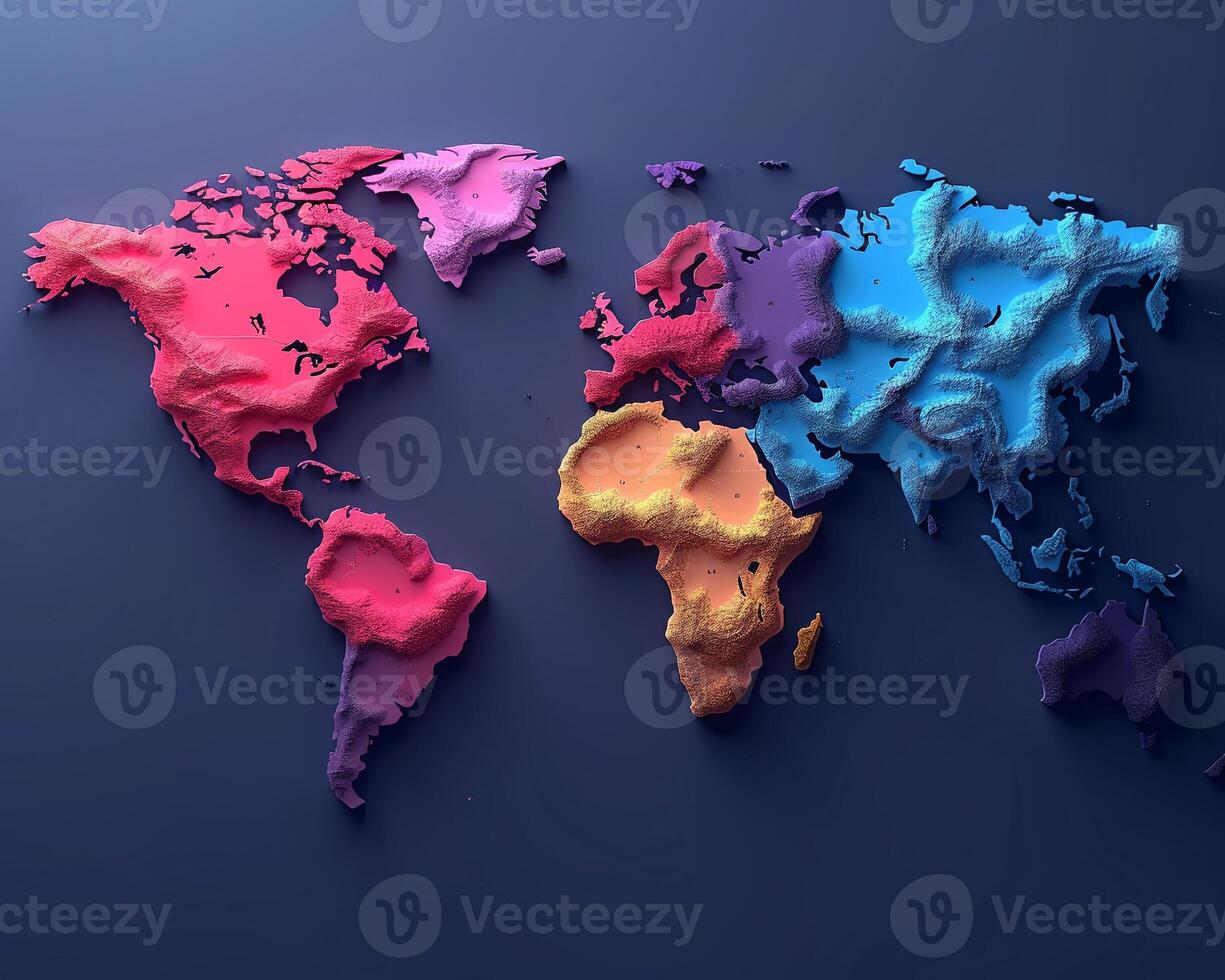A world map outline with countries and continents photo