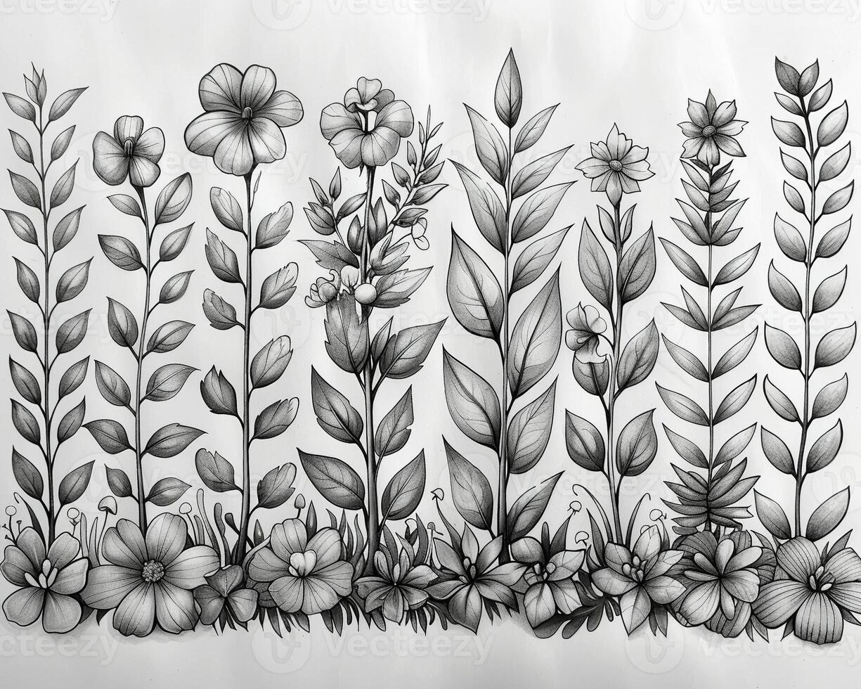 An outline illustration of different types of trees. photo