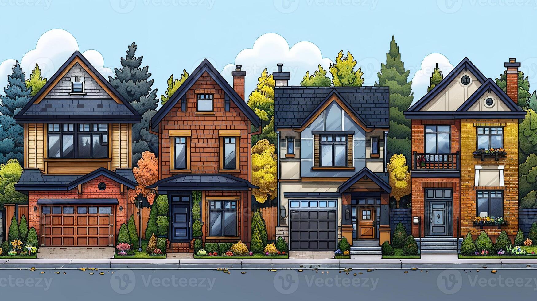 An outline illustration of different types of trees. photo