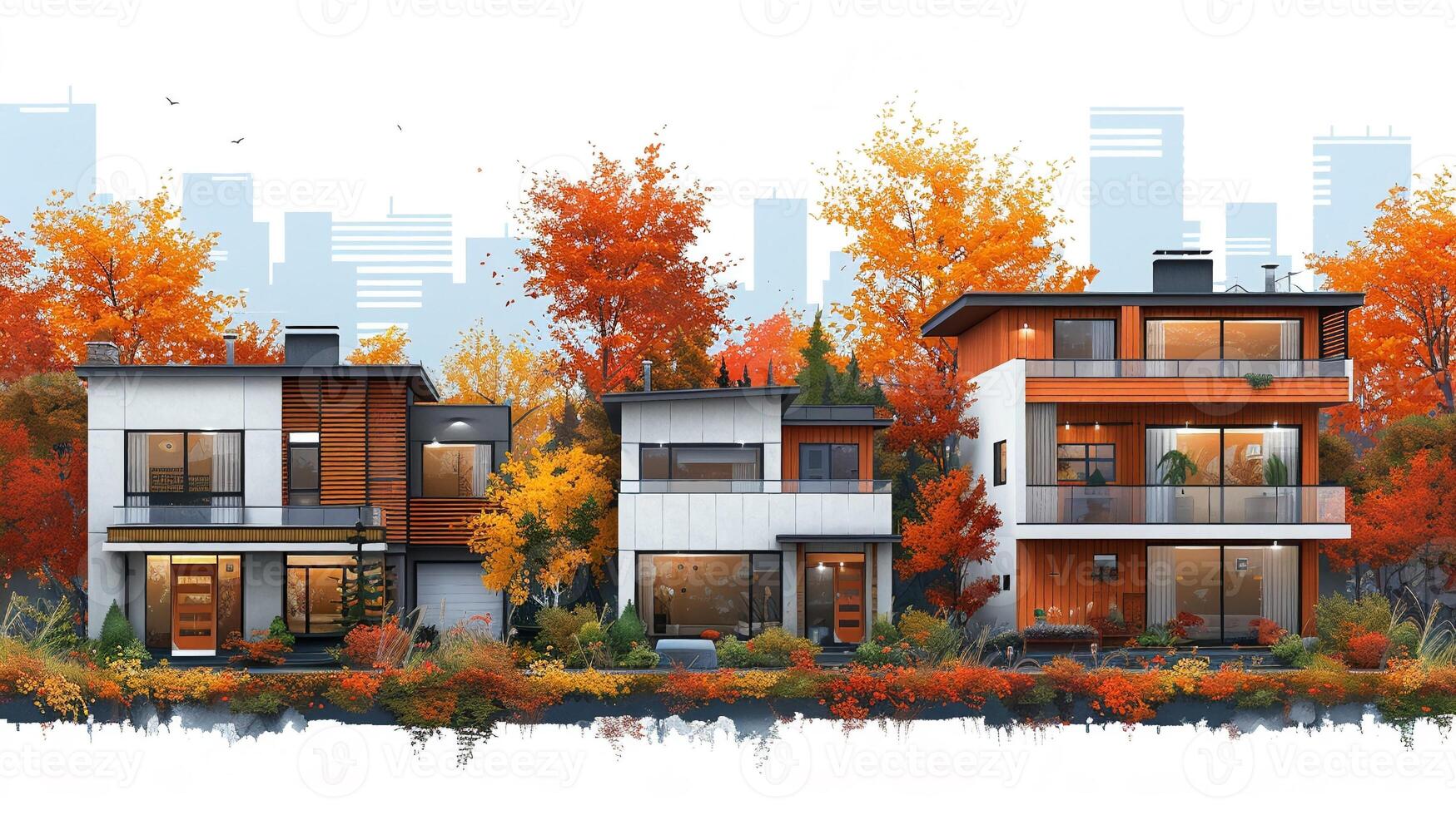 An outline illustration of different types of trees. photo