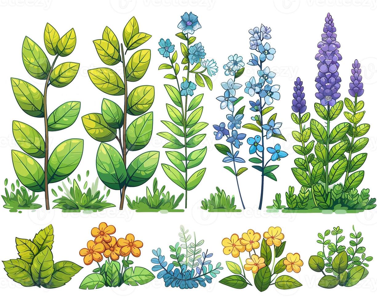 An outline illustration of different types of trees. photo