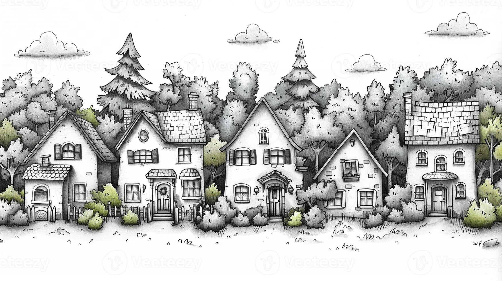 An outline illustration of different types of trees. photo