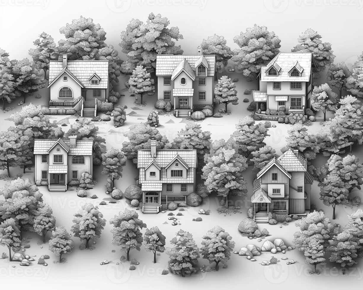 An outline illustration of different types of trees. photo