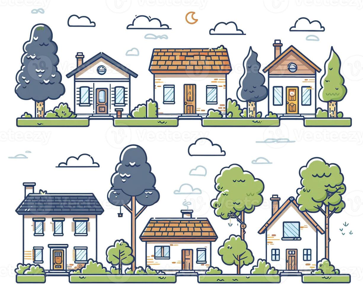 An outline illustration of different types of trees. photo