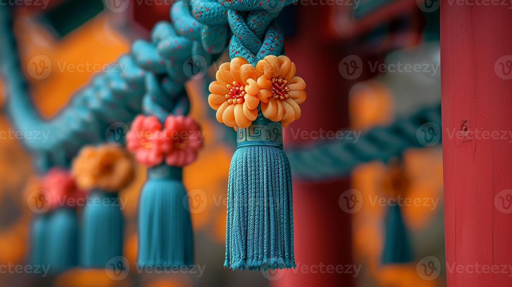 Close-up of a traditional Chinese knot decoration. photo
