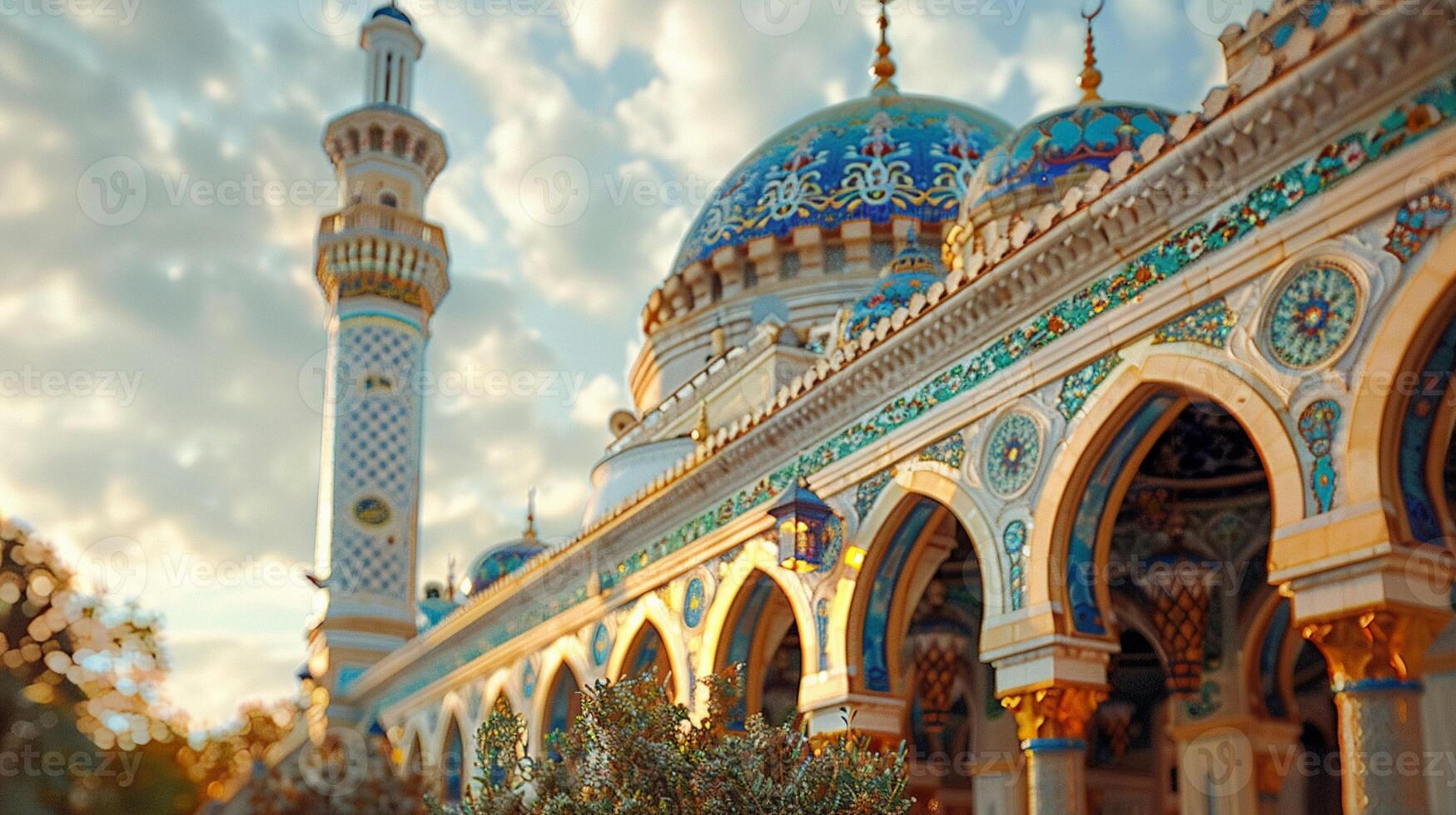 Detailed view of mosques minaret close-up photo