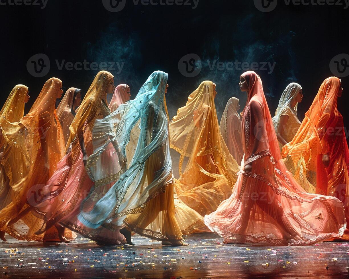 Group of women in a traditional dance medium shot photo