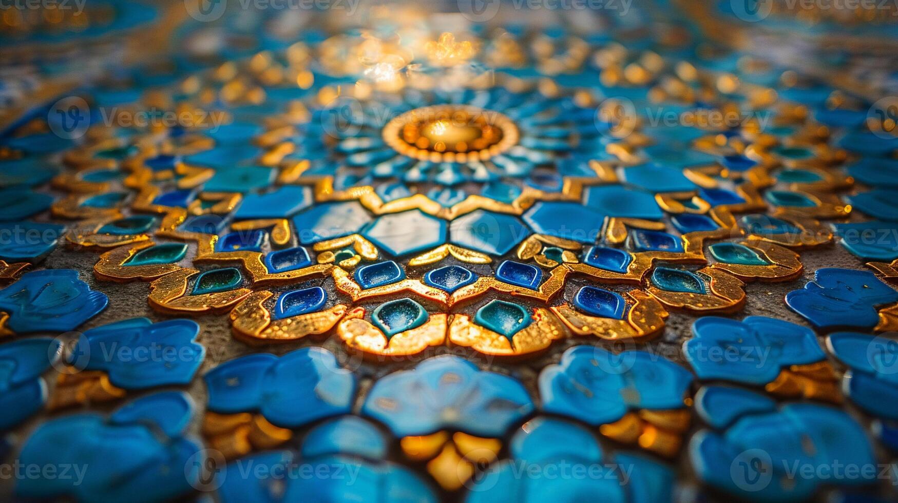 Intricate mosaic designs inside a mosque close-up photo