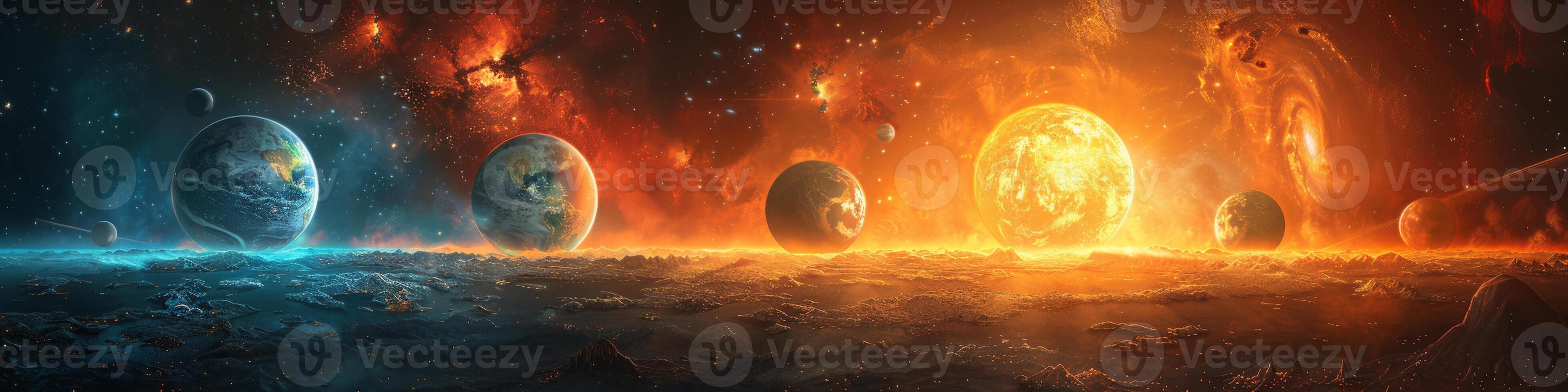 Many planets in the solar system, the sun is shining photo