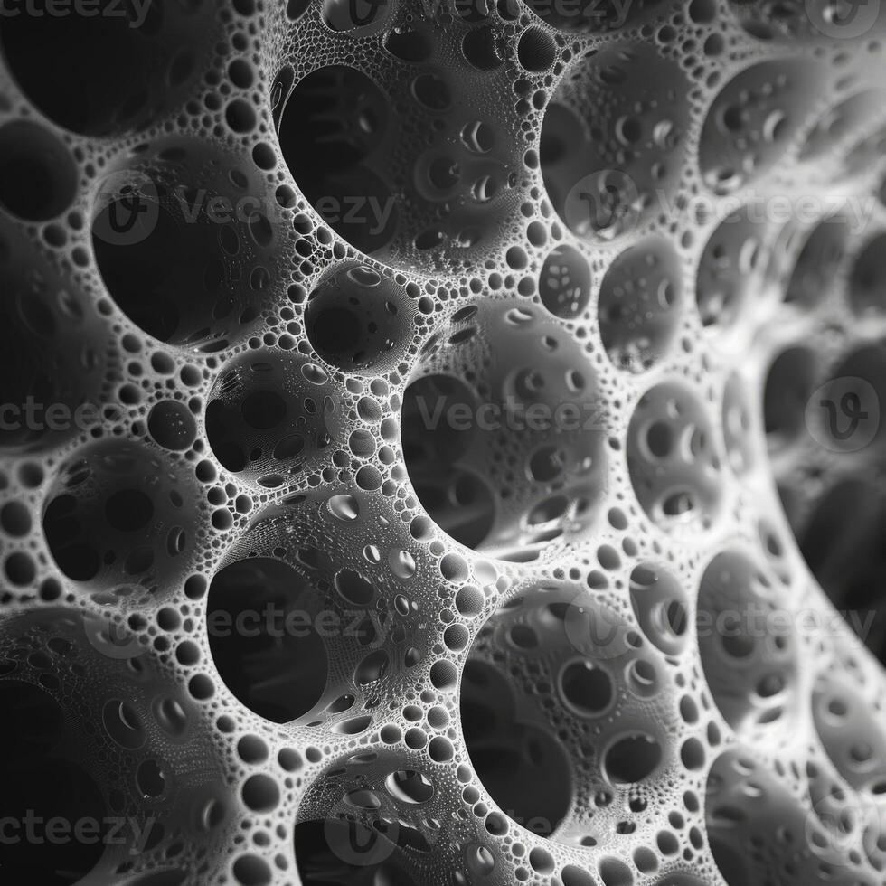 Monochrome sponge photo with distinctive pattern and visible pores
