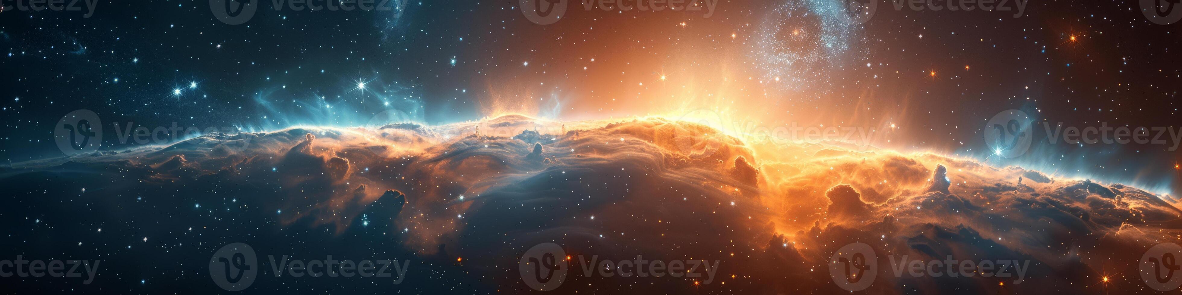 A vast expanse filled with stars and clouds in the depths of a galaxy photo