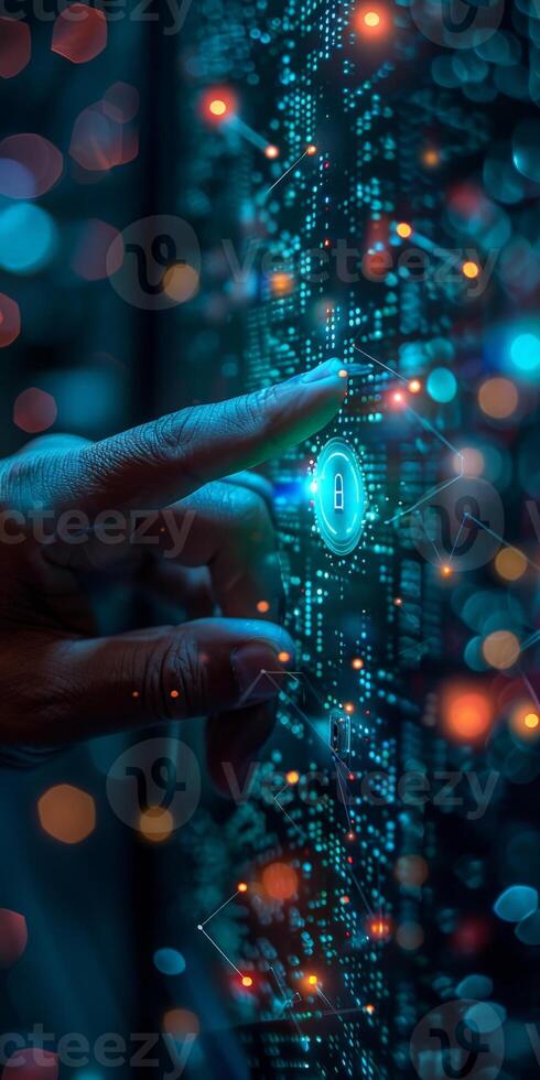 A person is using their finger to interact with a digital touch screen photo