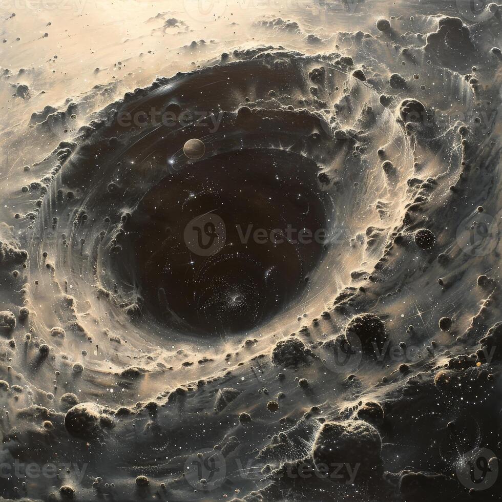 A stunning painting of a galaxy featuring a captivating void at its center photo