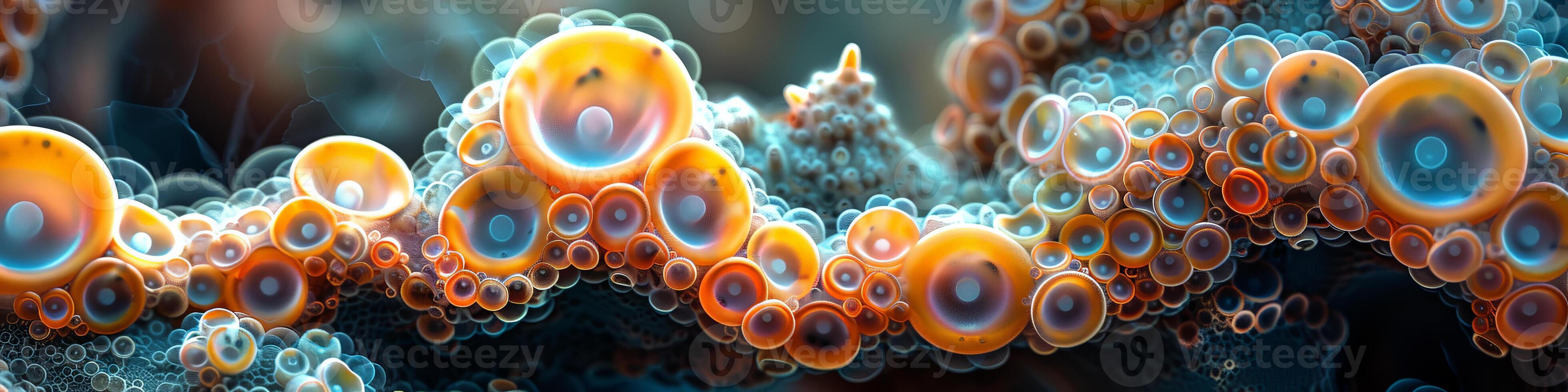 un grupo de burbujas derivas en el agua, creando un sereno escena foto