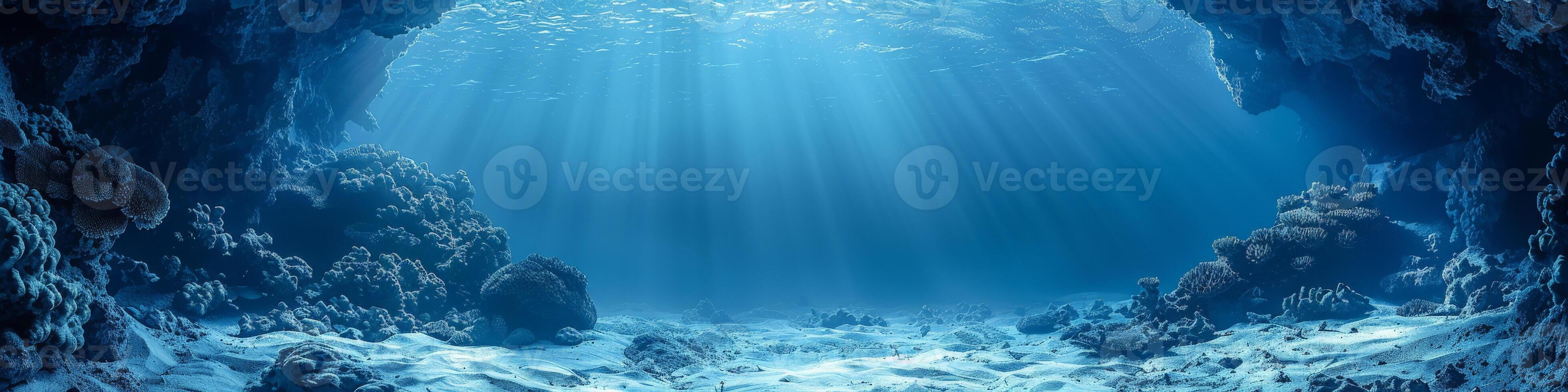 The sun is shining through the bubbles in the ocean, creating a beautiful sight photo