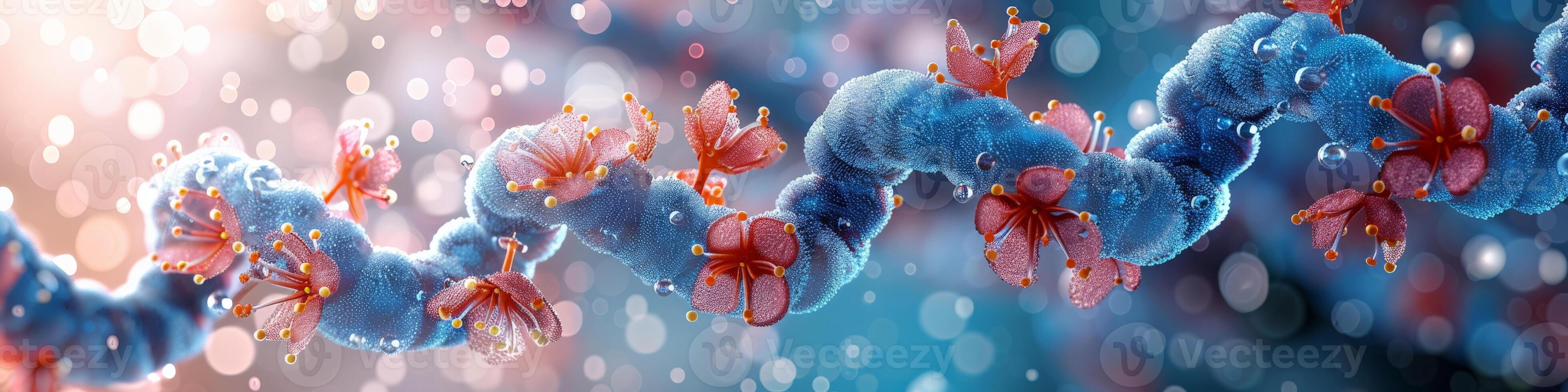 A computer generated image of a molecule adorned with flowers photo