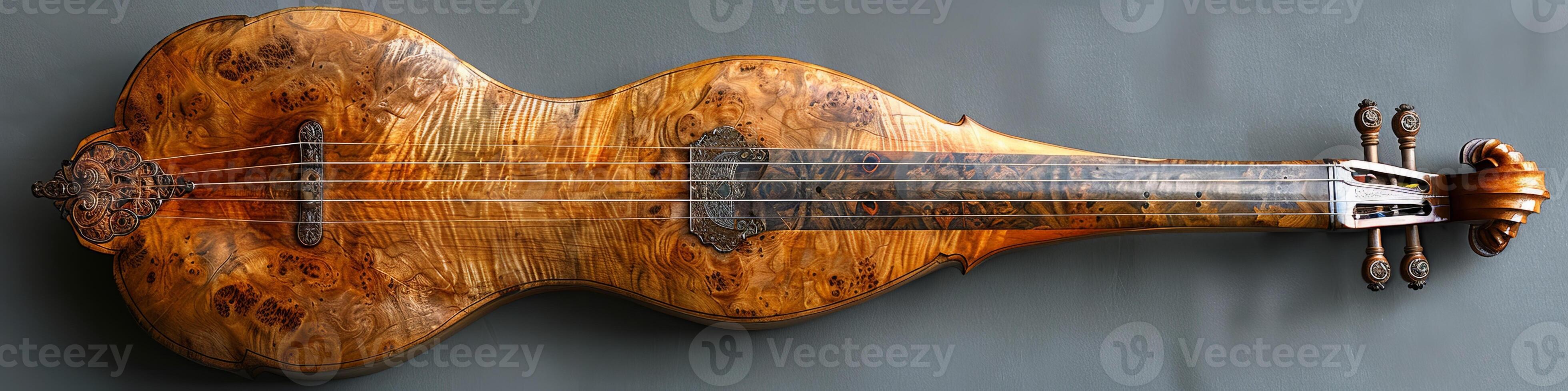 A wooden violin with a floral design, blending nature and art in an accessory photo