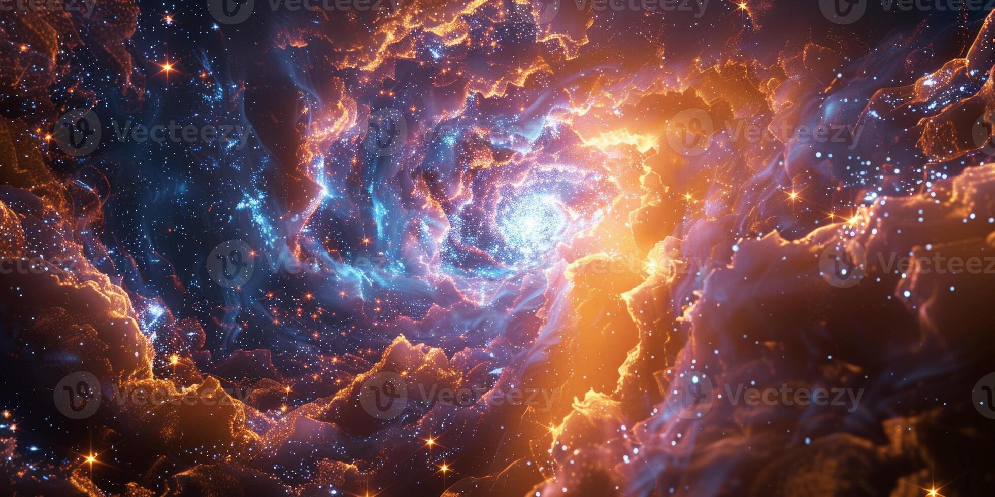 A computer generated image depicting a galaxy in the vast expanse of deep space photo