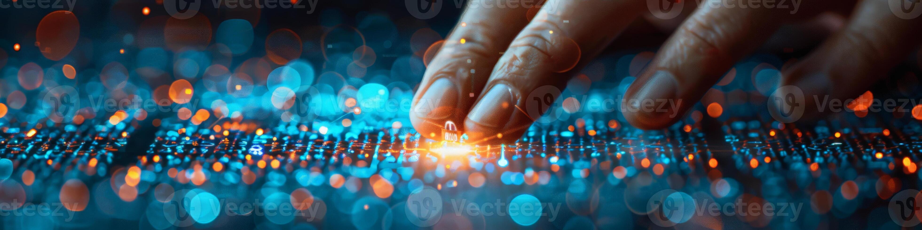 A closeup image showing a hand touching a light bulb photo