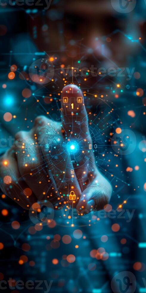 An individual is pressing a button with their fingertip photo