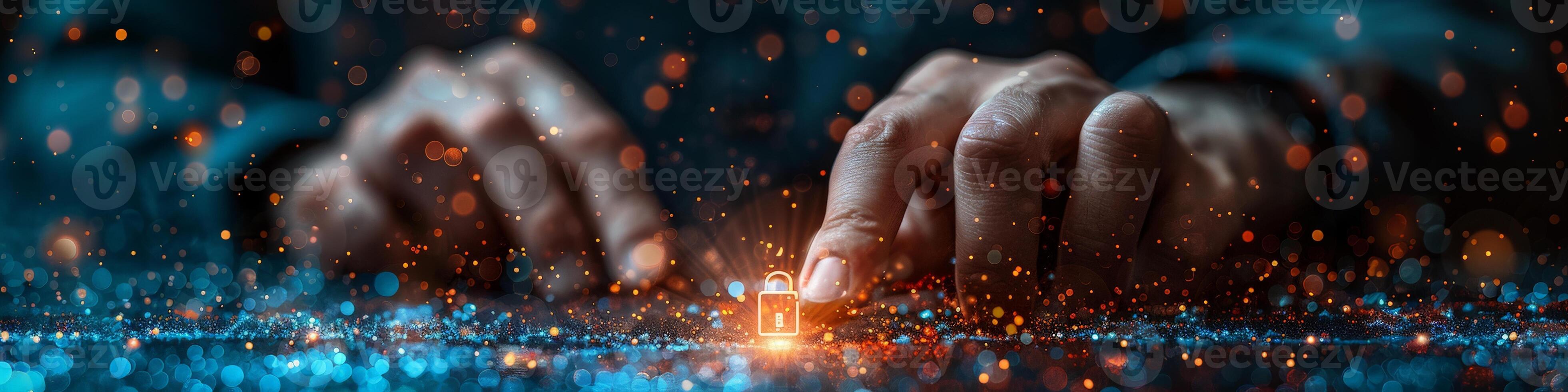 Person using finger to push down on padlock on ground in photo