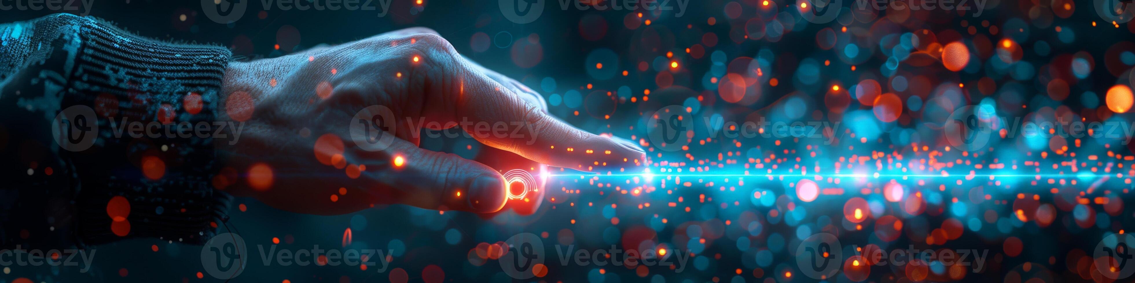 A close up shot showing a person pressing a button with their hand photo