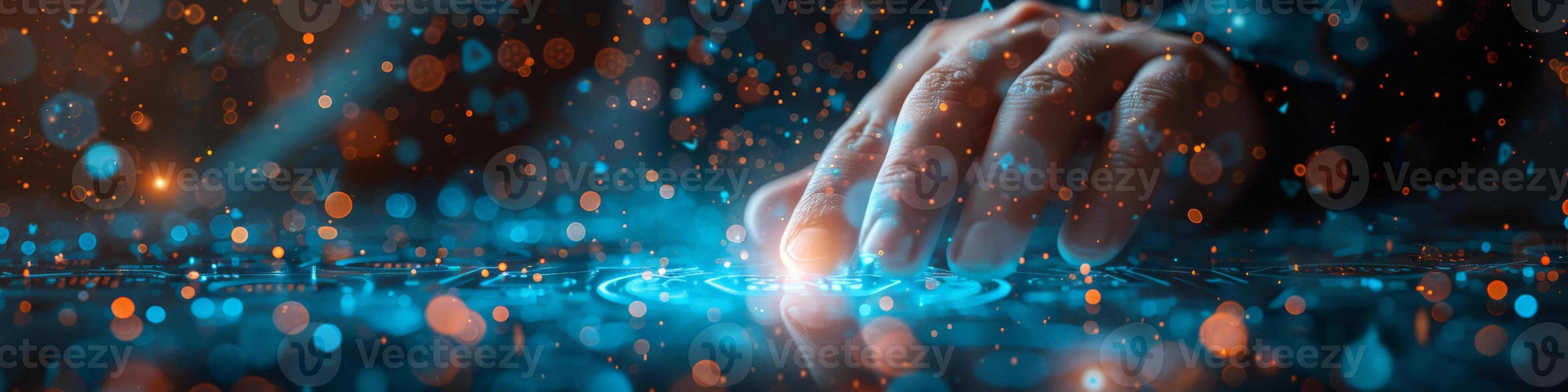 A persons hand is shown in closeup, interacting with a digital screen photo