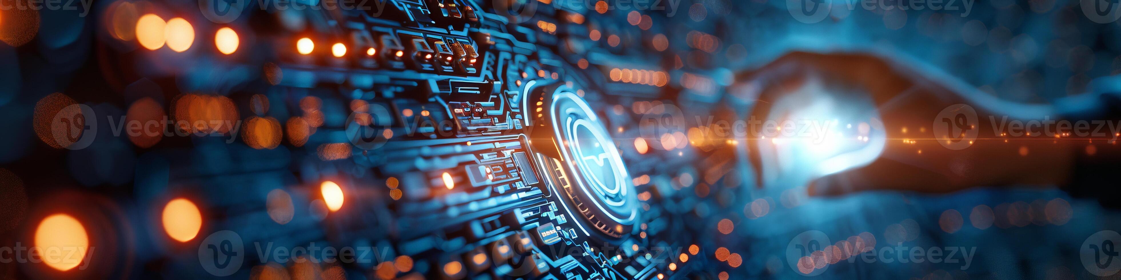 Hand on screen with lock. Water, Circuit, Blue, Architecture, Programmer photo