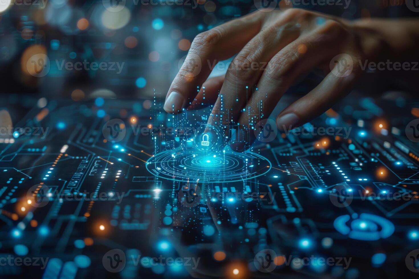 A person s hands pressing a button on a computer screen photo