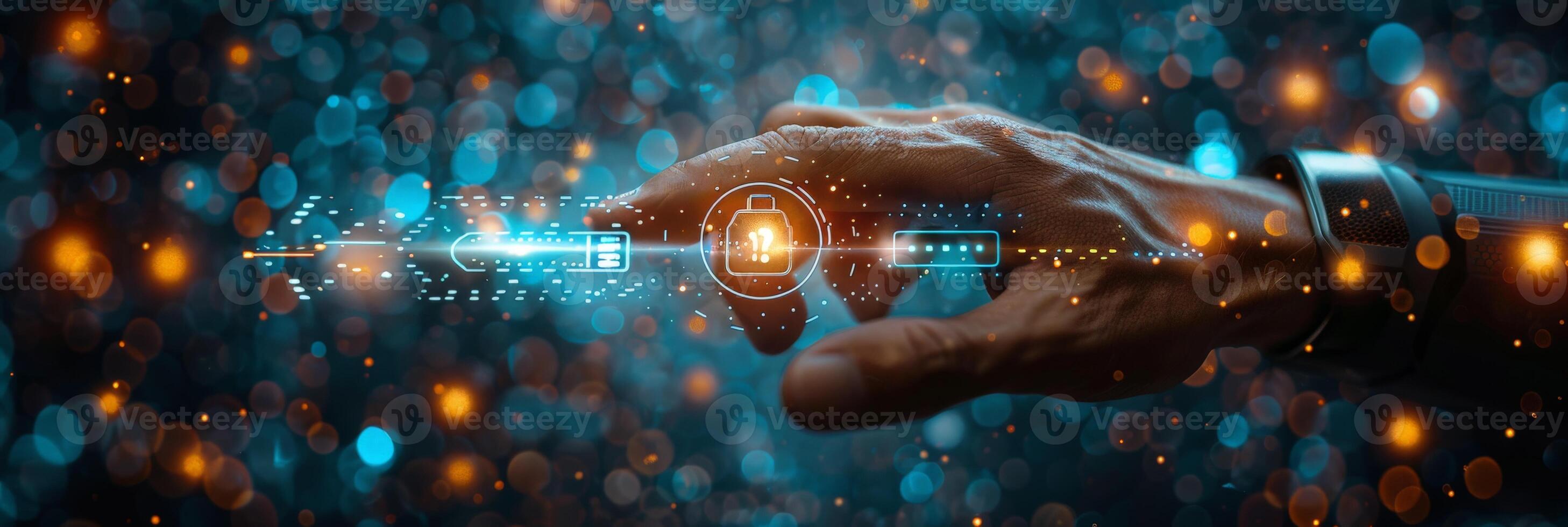 A close up of a persons hand pressing a button with waterrelated keywords photo