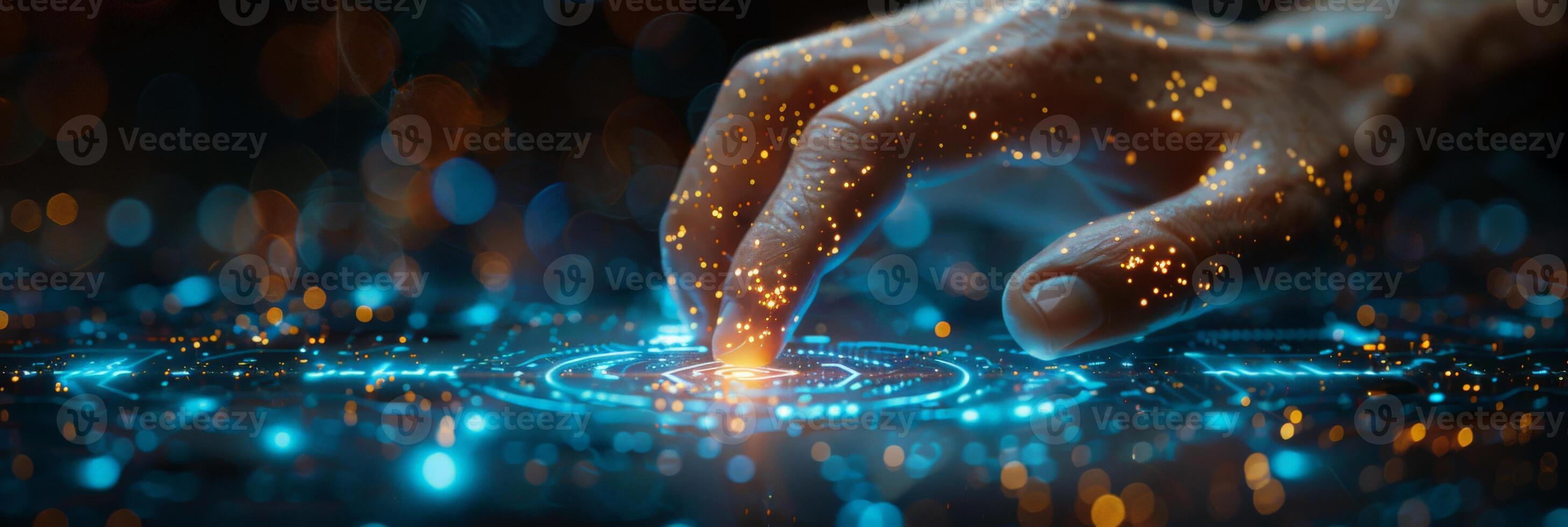 A closeup image capturing a persons hand touching a digital screen photo