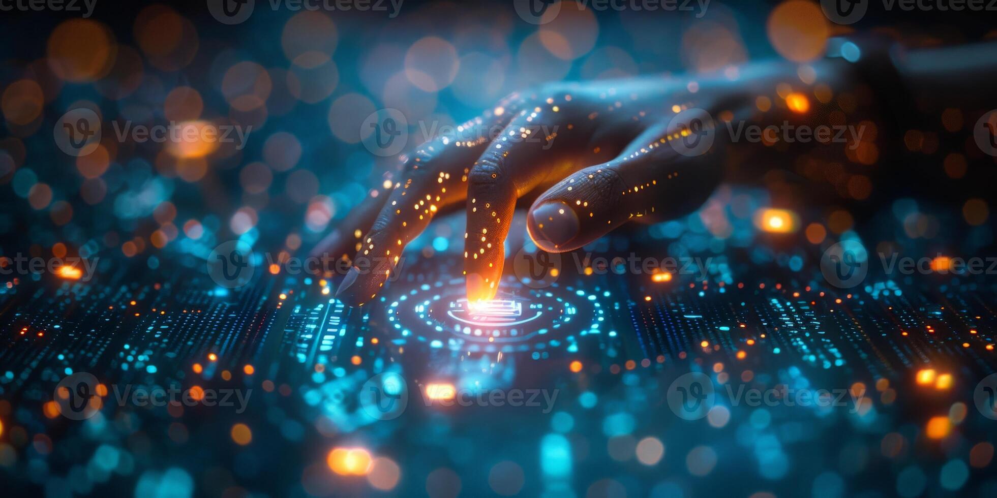 A close up of a persons hand touching a digital screen photo