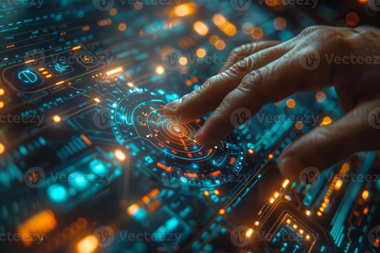 A person is pressing a button on the computer screen photo