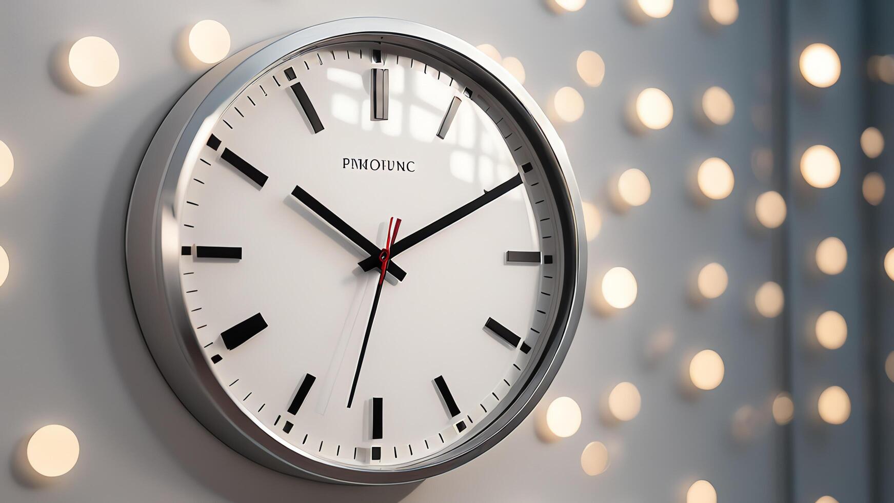 a clock is shown on a wall with lights photo